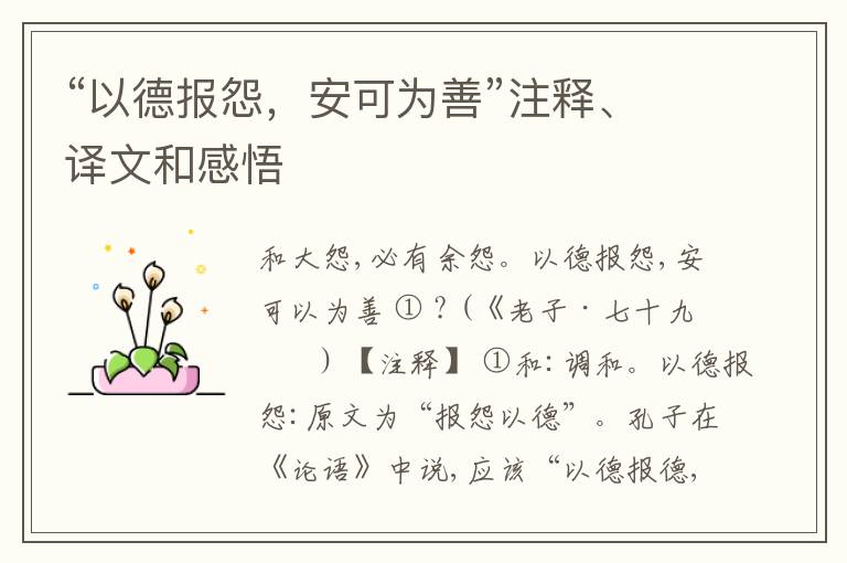  “以德报怨，安可为善”注释、译文和感悟