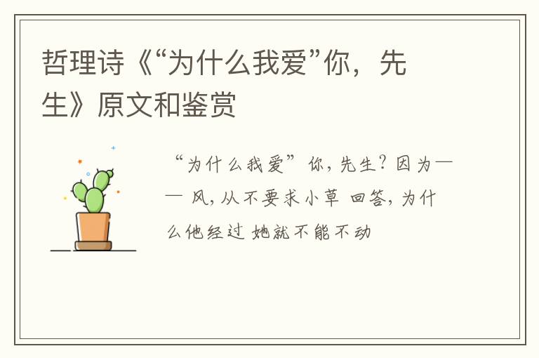  哲理诗《“为什么我爱”你，先生》原文和鉴赏