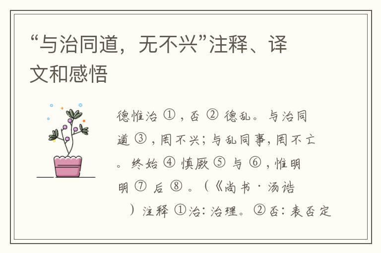  “与治同道，无不兴”注释、译文和感悟