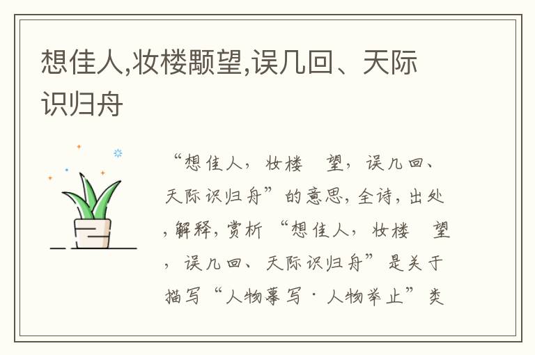  想佳人,妆楼颙望,误几回、天际识归舟