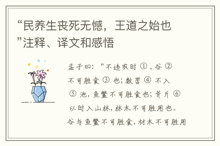  “民养生丧死无憾，王道之始也”注释、译文和感悟