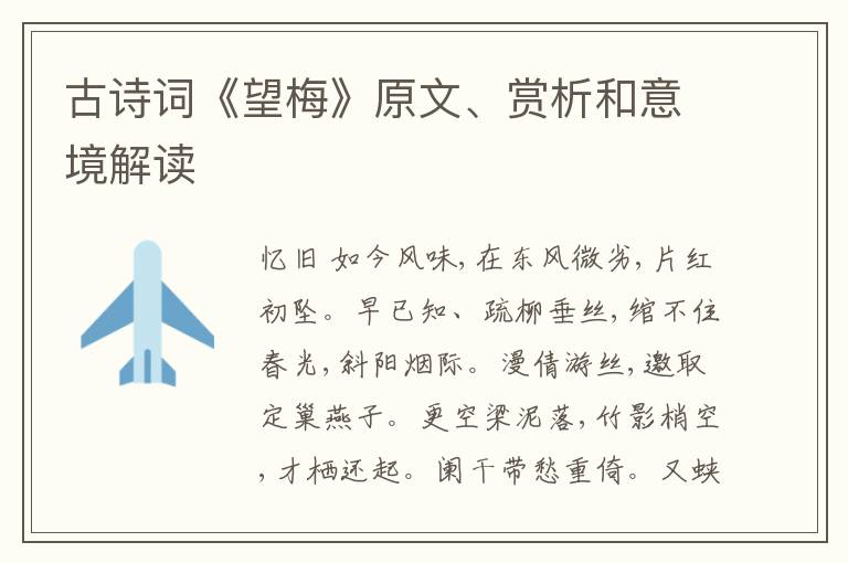  古诗词《望梅》原文、赏析和意境解读