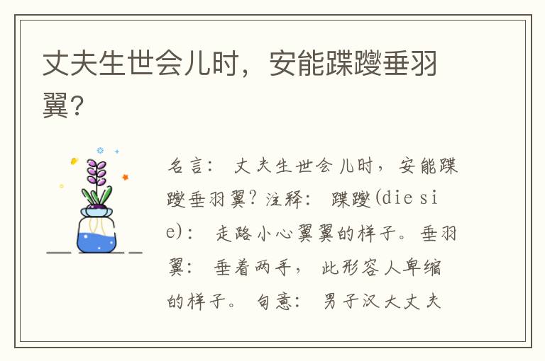  丈夫生世会儿时，安能蹀躞垂羽翼?