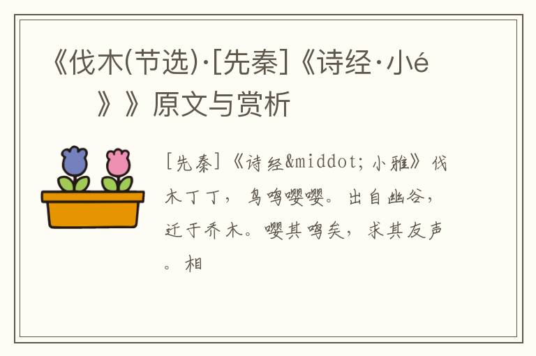  《伐木(节选)·[先秦]《诗经·小雅》》原文与赏析
