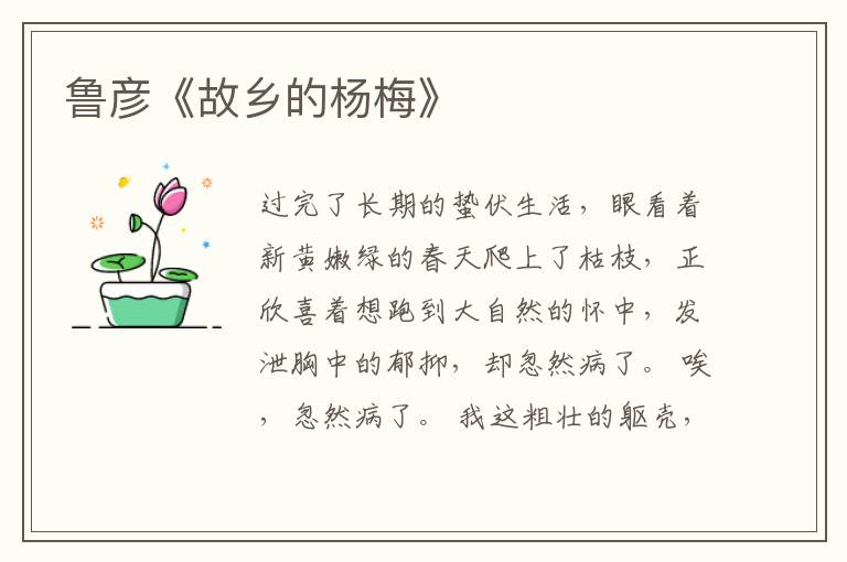  鲁彦《故乡的杨梅》