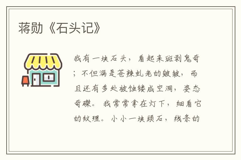  蒋勋《石头记》