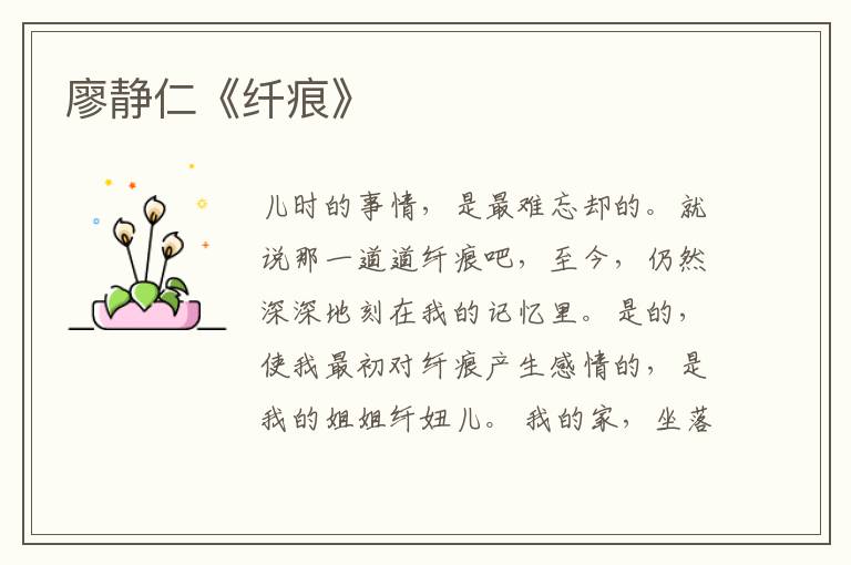  廖静仁《纤痕》