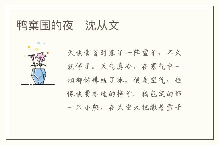 鸭窠围的夜　沈从文