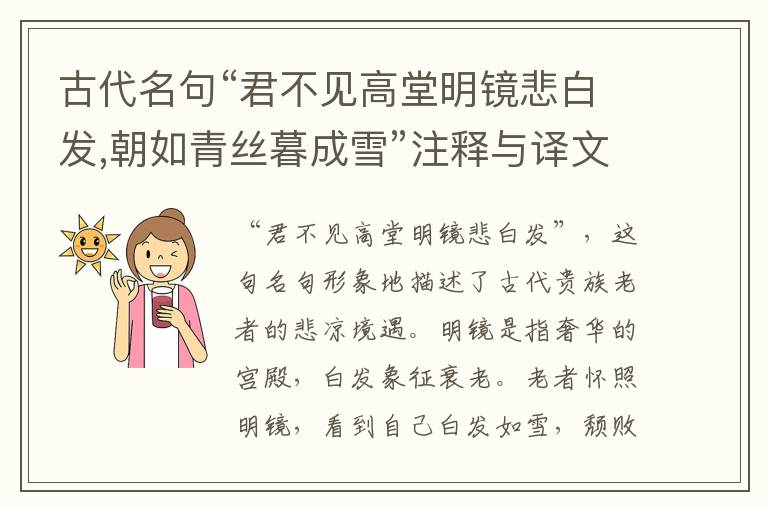  古代名句“君不见高堂明镜悲白发,朝如青丝暮成雪”注释与译文